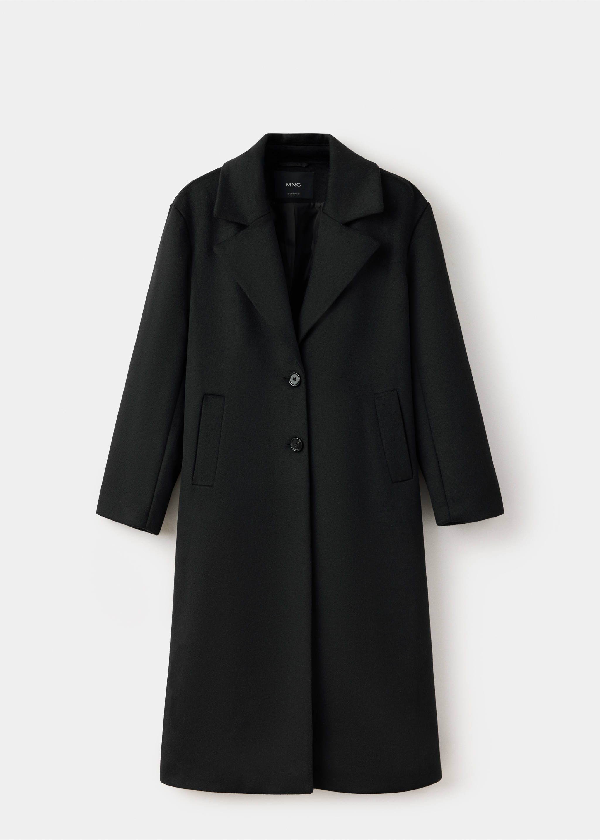 Manteau long en laine - Article sans modèle, Noir. Ref: 37077770-00.