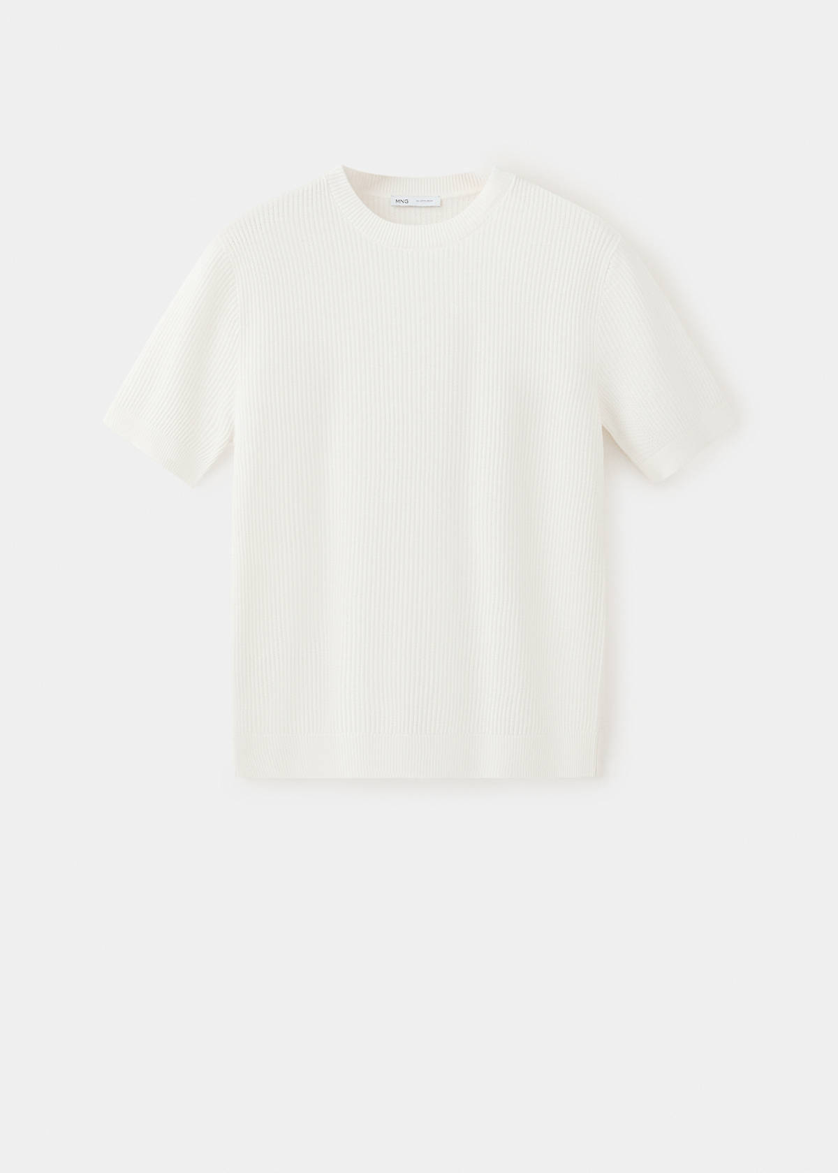 Ribbed  knit t-shirt — White