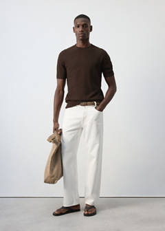 Ribbed  knit t-shirt — Chocolate 2