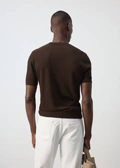Ribbed  knit t-shirt — Chocolate 3