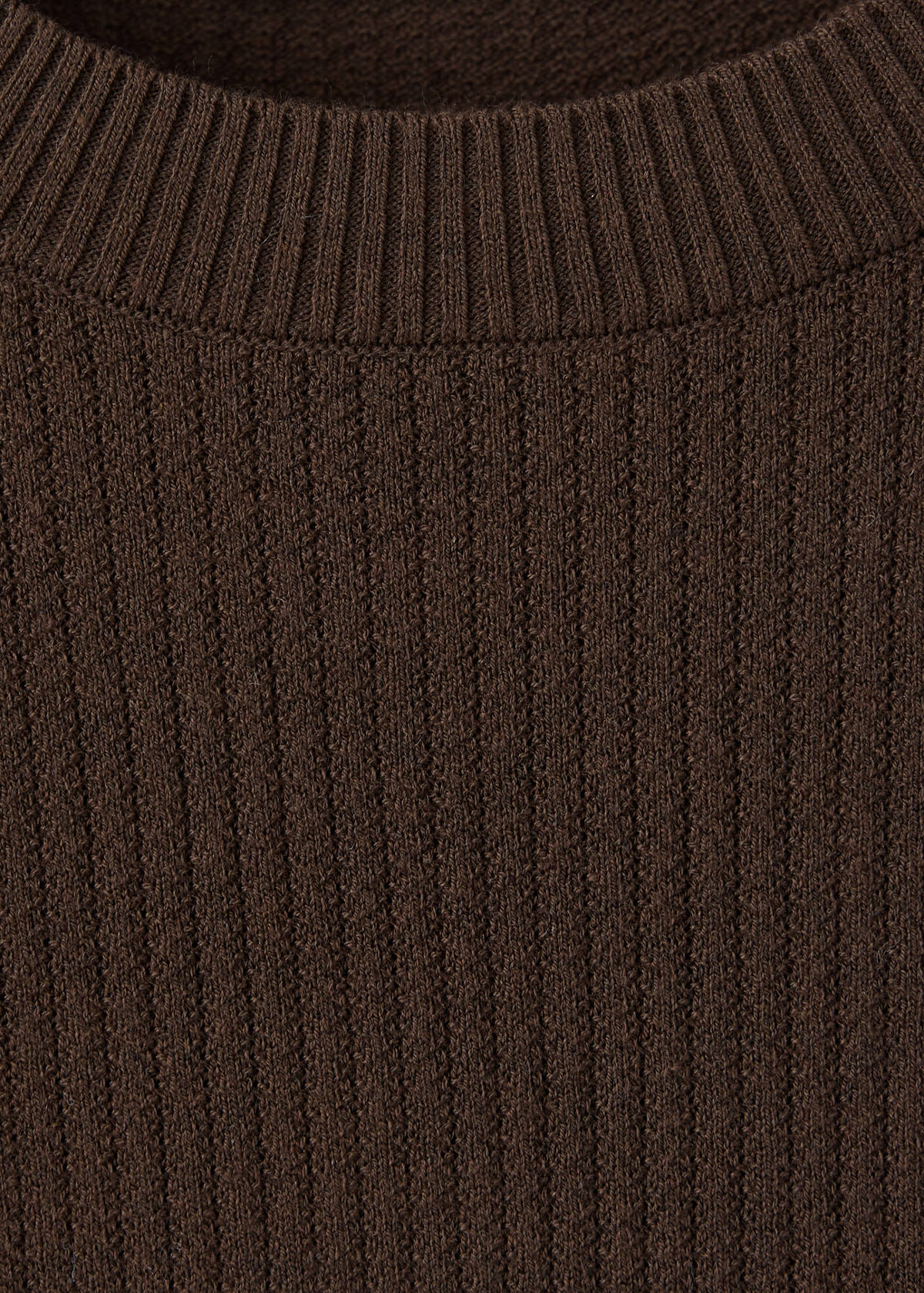 Ribbed  knit t-shirt — Chocolate