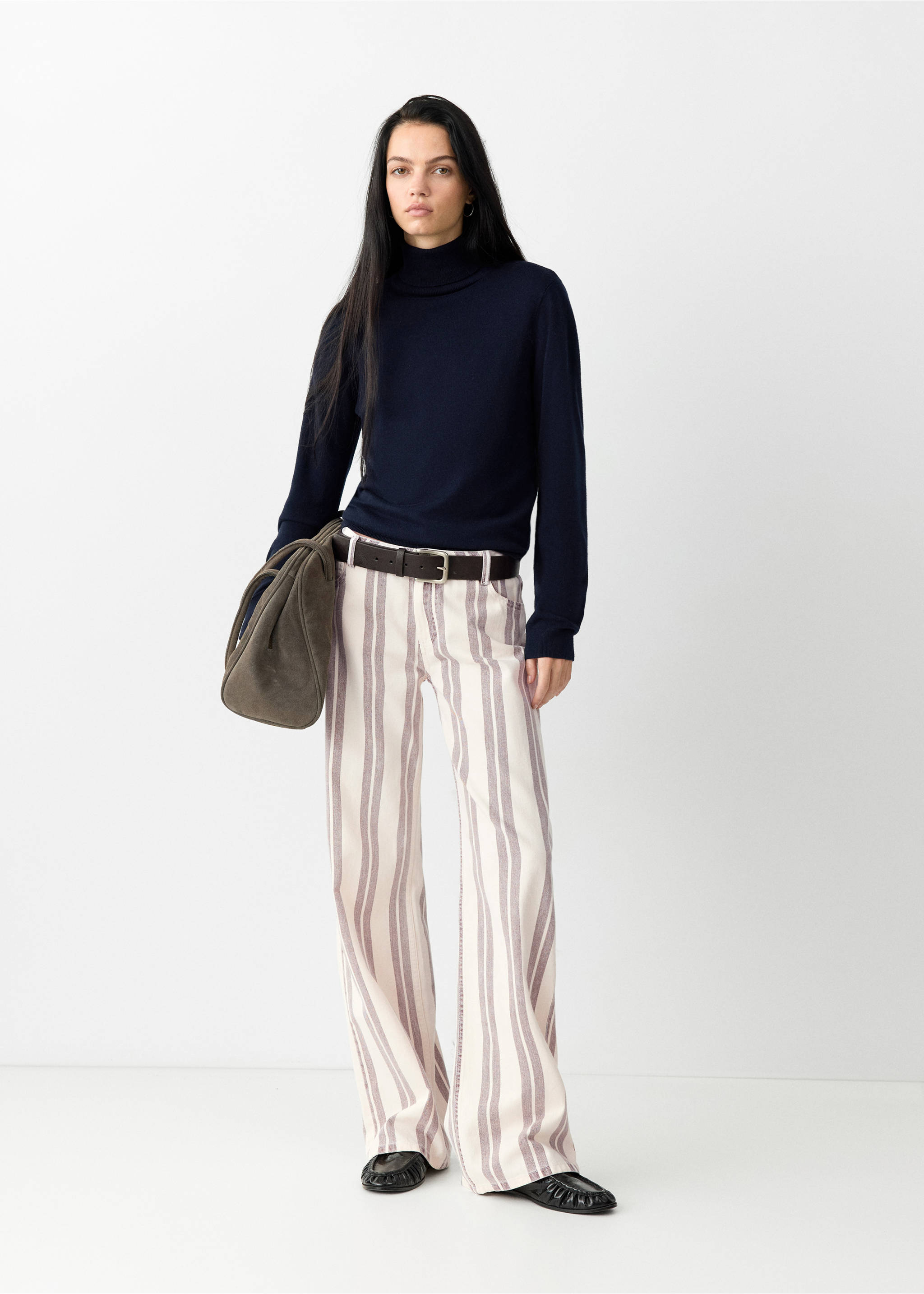 Jeans straight rayas - Plano general, Beige. Ref: 37077773-00.