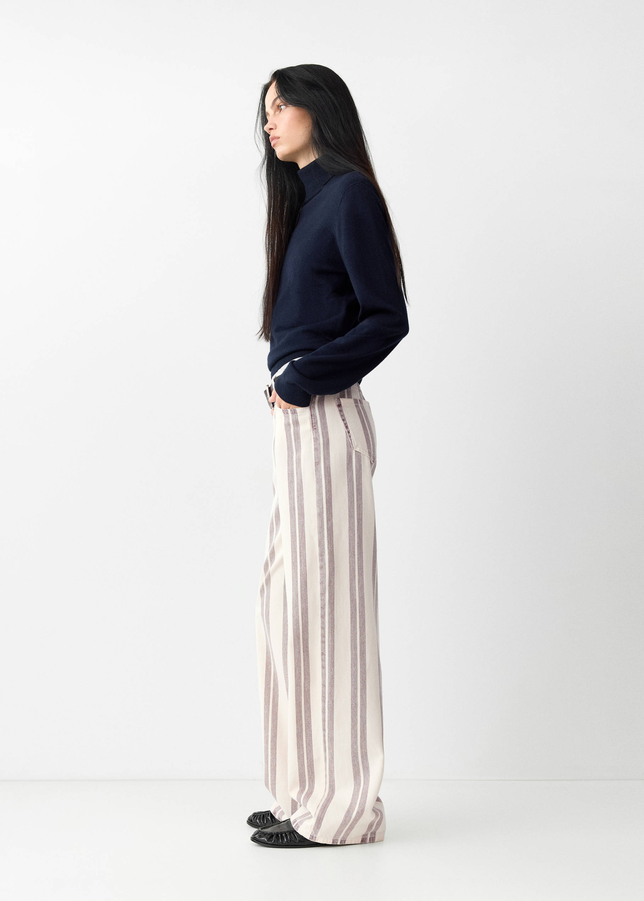 Jeans straight rayas - Plano medio