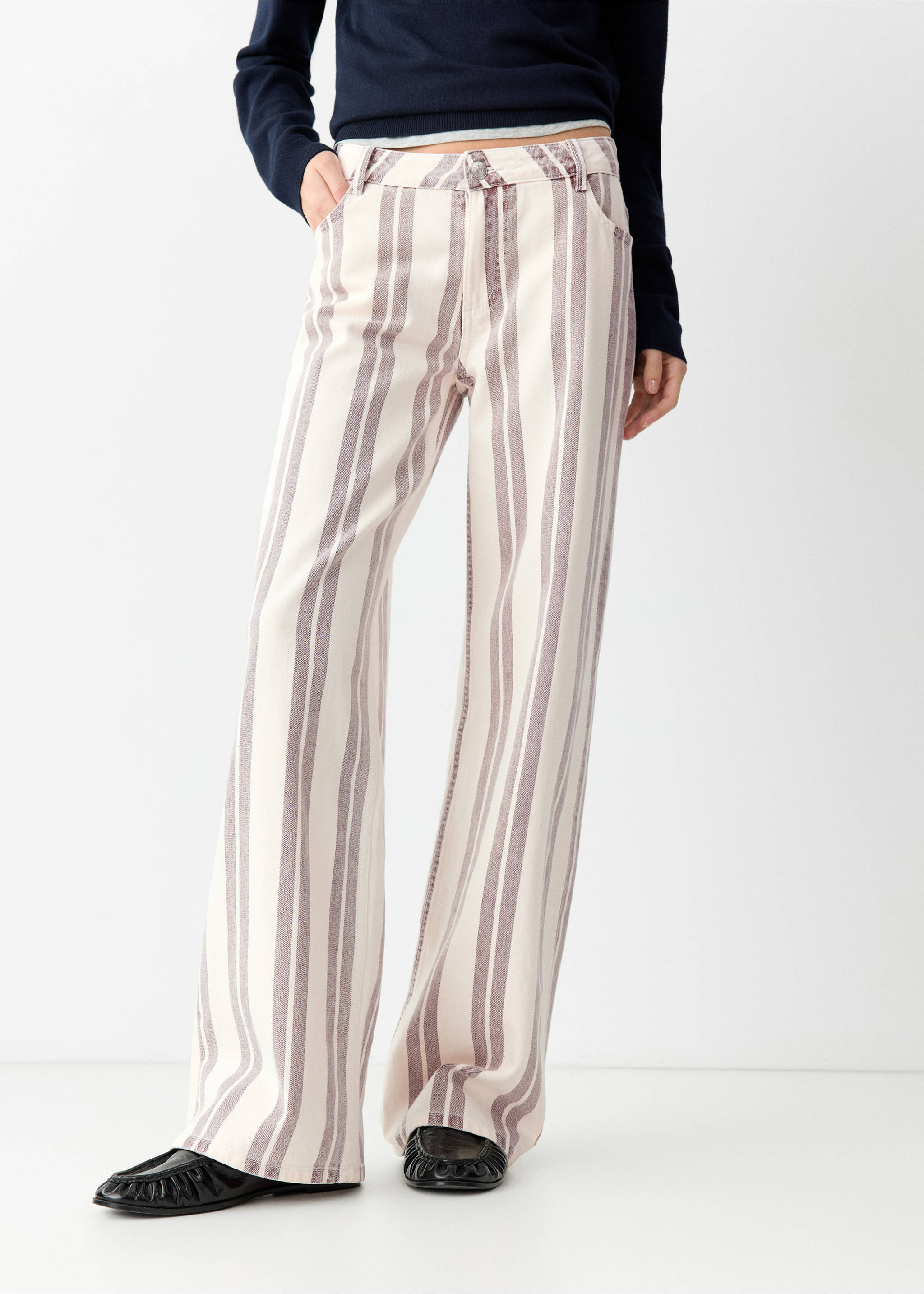 Jeans straight rayas - Detalle del artículo 3, Beige. Ref: 37077773-00.