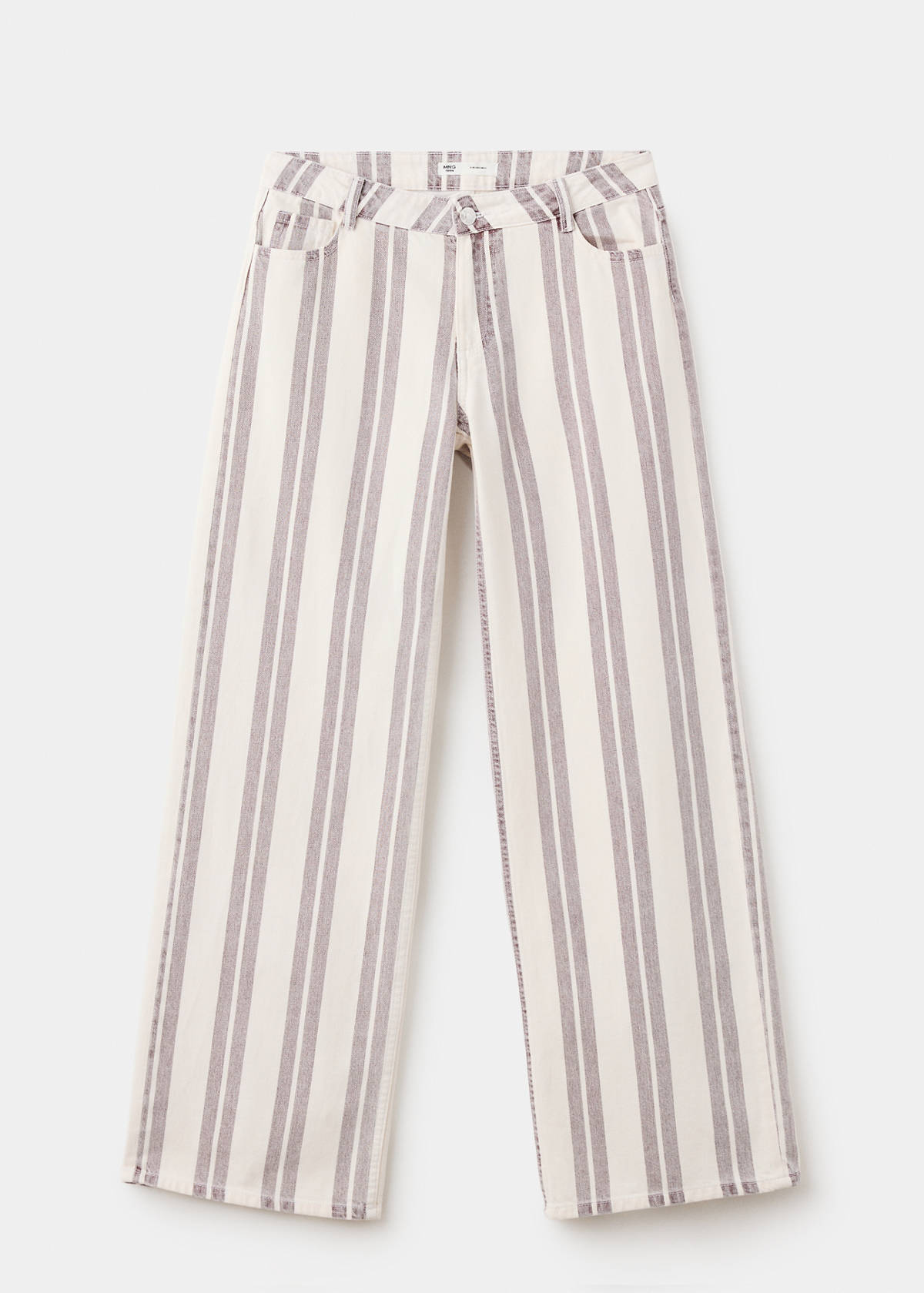 Straight-fit striped jeans — Beige