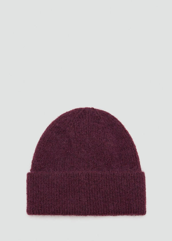 Rib-knit cap — Burgundy