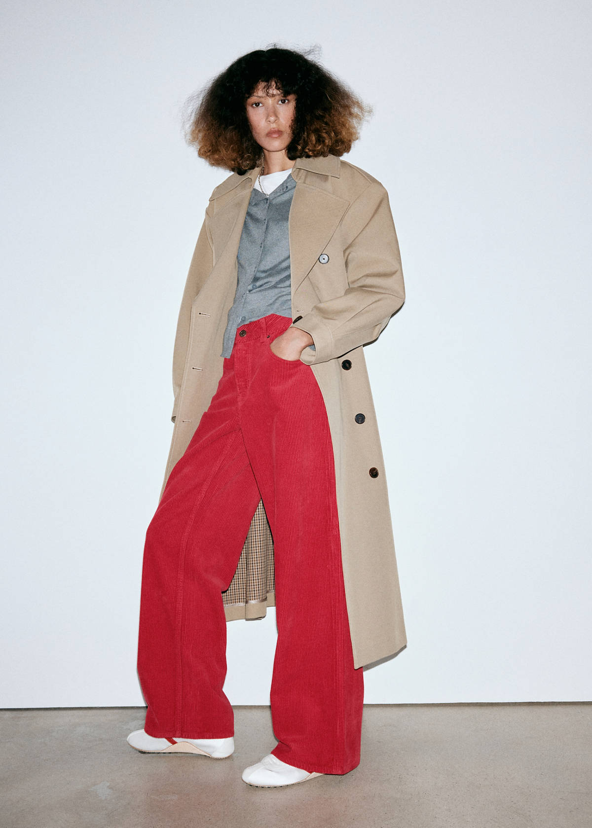 Wide leg corduroy trousers — Red