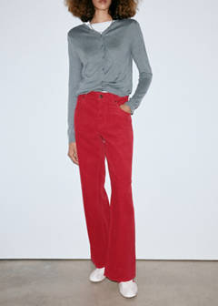 Wide leg corduroy trousers — Red 1