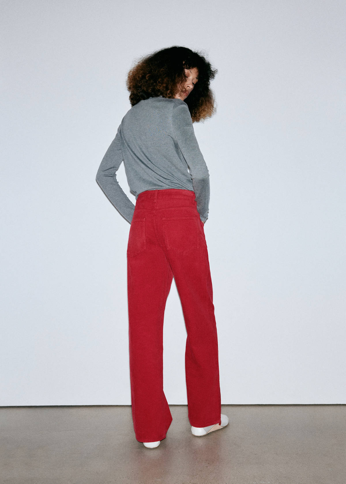 Wide leg corduroy trousers — Red