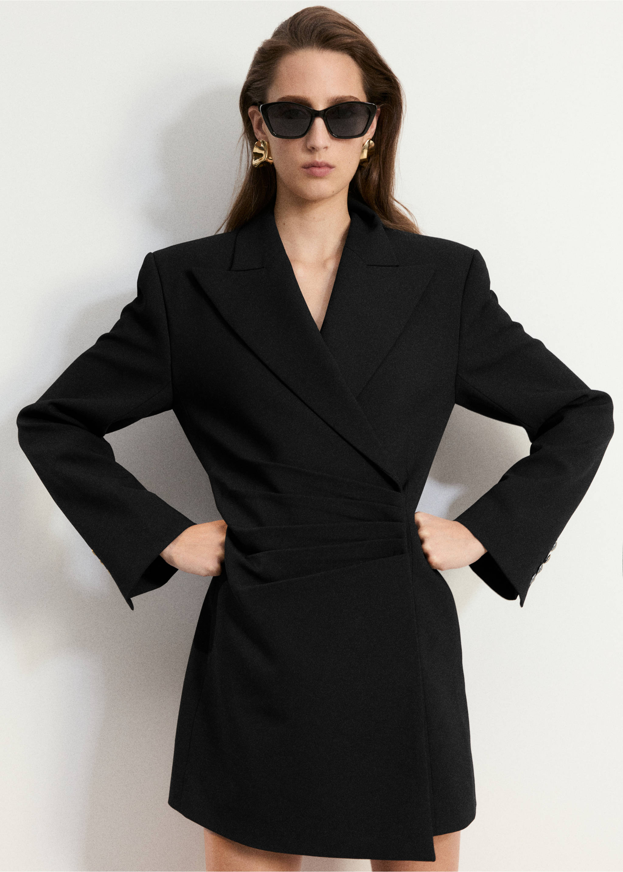 Ruched short dress - General plane, Black. Ref: 37077784-01.