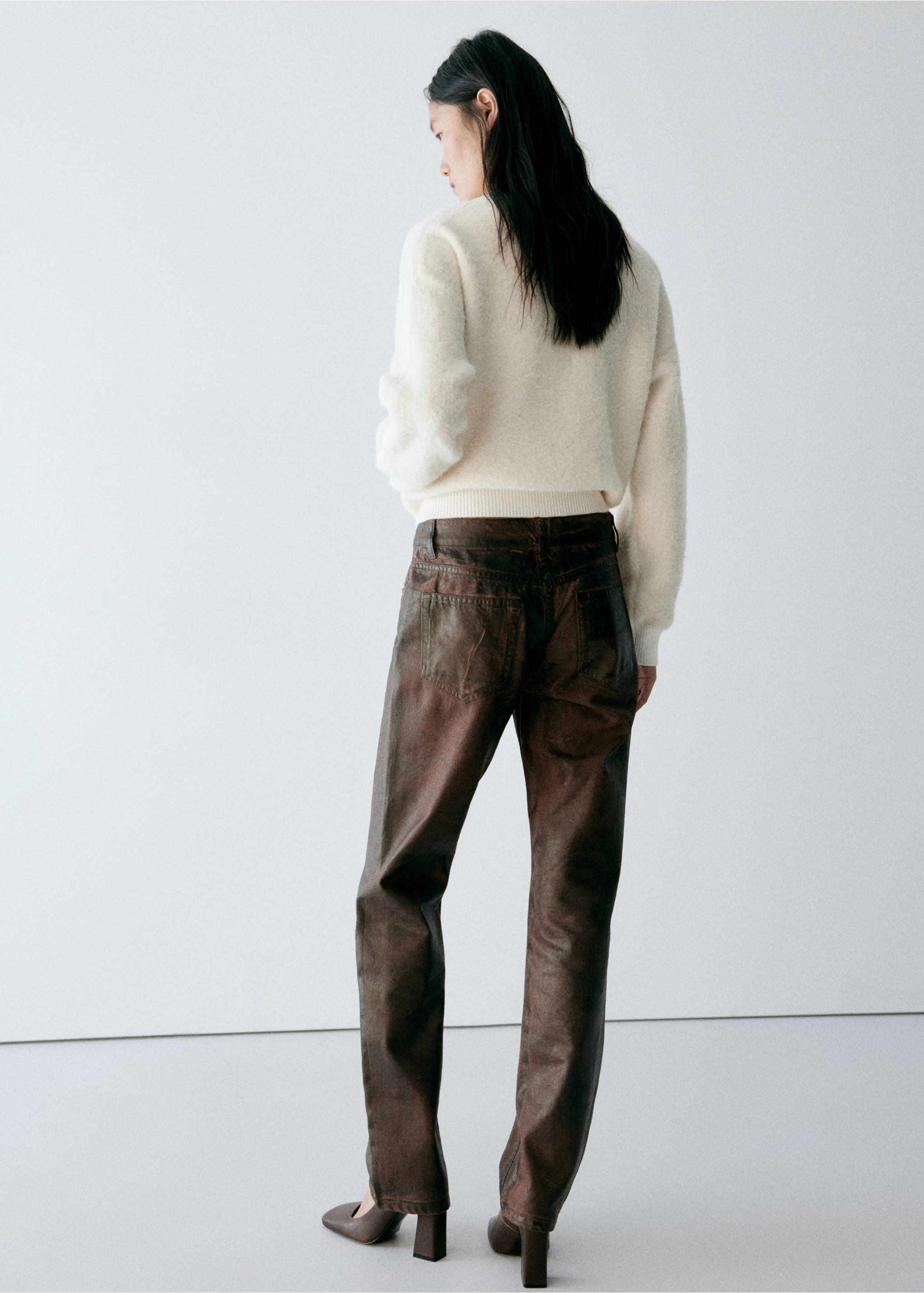 Bouclé zip-up jacket - Reverse of the article, Ecru. Ref: 37077785-00.