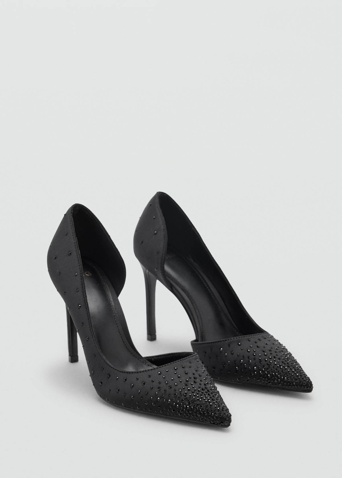 Strappy stiletto heel shoe with rhinestones — Black