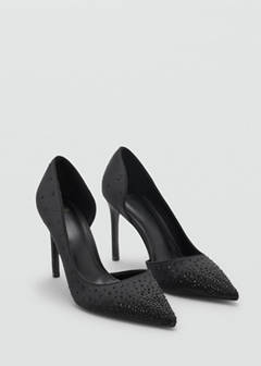 Strappy stiletto heel shoe with rhinestones — Black 2