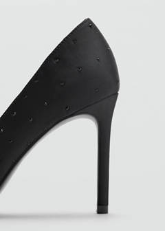 Strappy stiletto heel shoe with rhinestones — Black 3