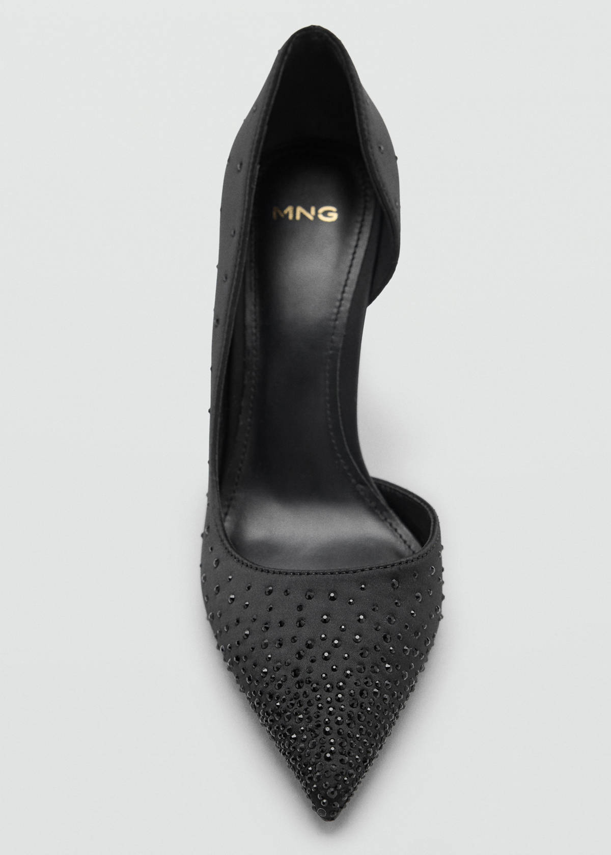 Strappy stiletto heel shoe with rhinestones — Black
