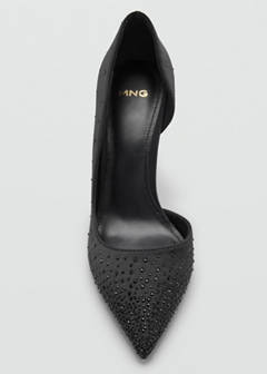 Strappy stiletto heel shoe with rhinestones — Black 5