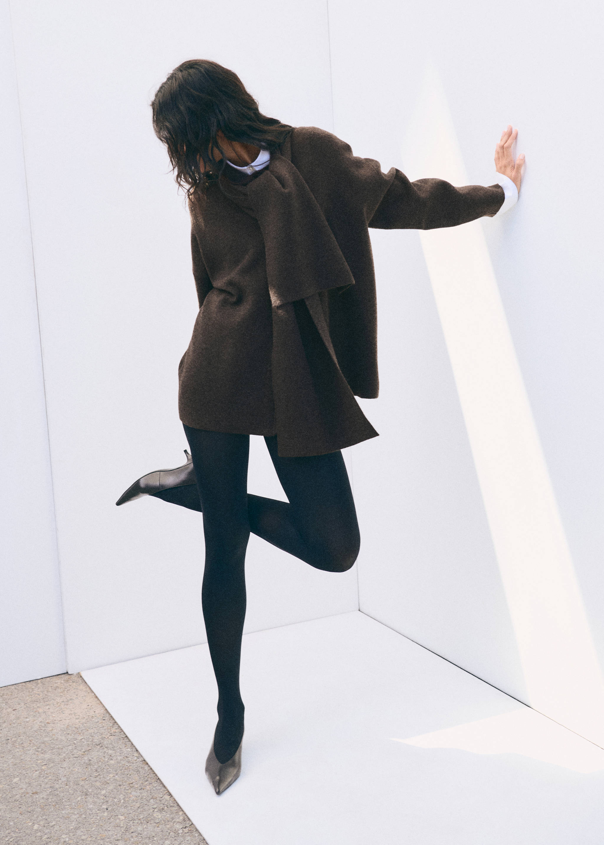 Manteau maille écharpe amovible - Plan général