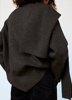 Knitted coat with detachable scarf — Brown 10