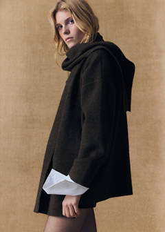 Knitted coat with detachable scarf — Brown 11