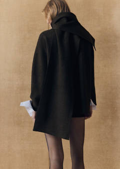 Knitted coat with detachable scarf — Brown 13