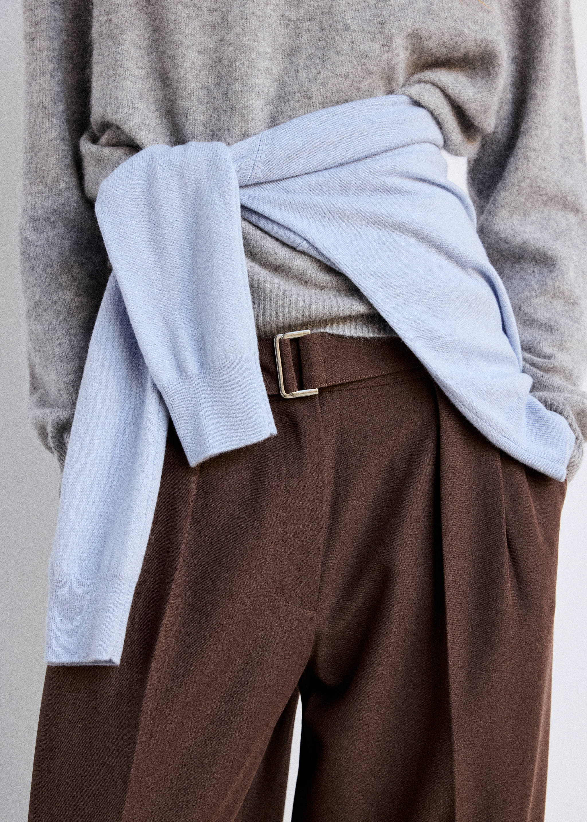 Wide leg trousers with belt - Medium plane