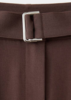 Wide leg trousers with belt — Brown 7