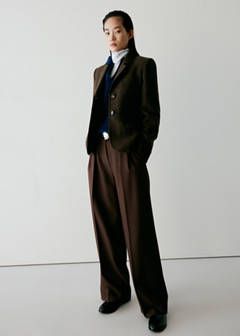 Wide leg trousers with belt — Brown 10