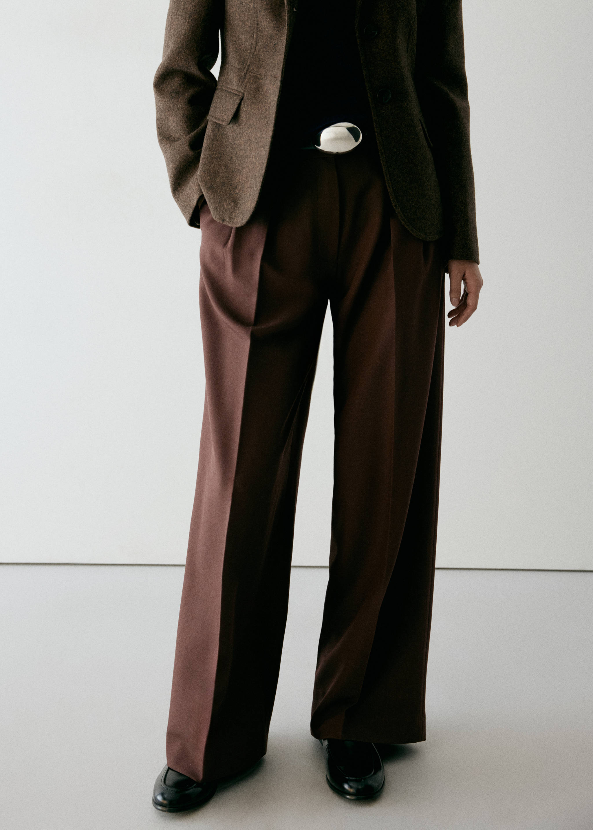 Wide leg trousers with belt - Medium plane