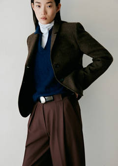 Wide leg trousers with belt — Brown 12