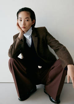 Wide leg trousers with belt — Brown 14