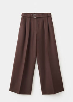 Wide leg trousers with belt — Brown 6