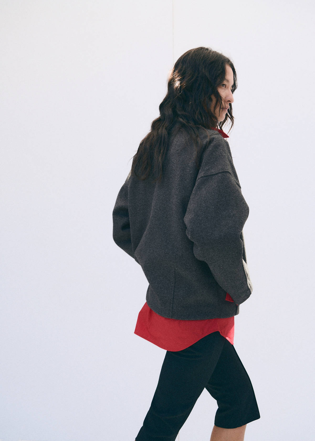 Textured jacket with a high neck — Grey