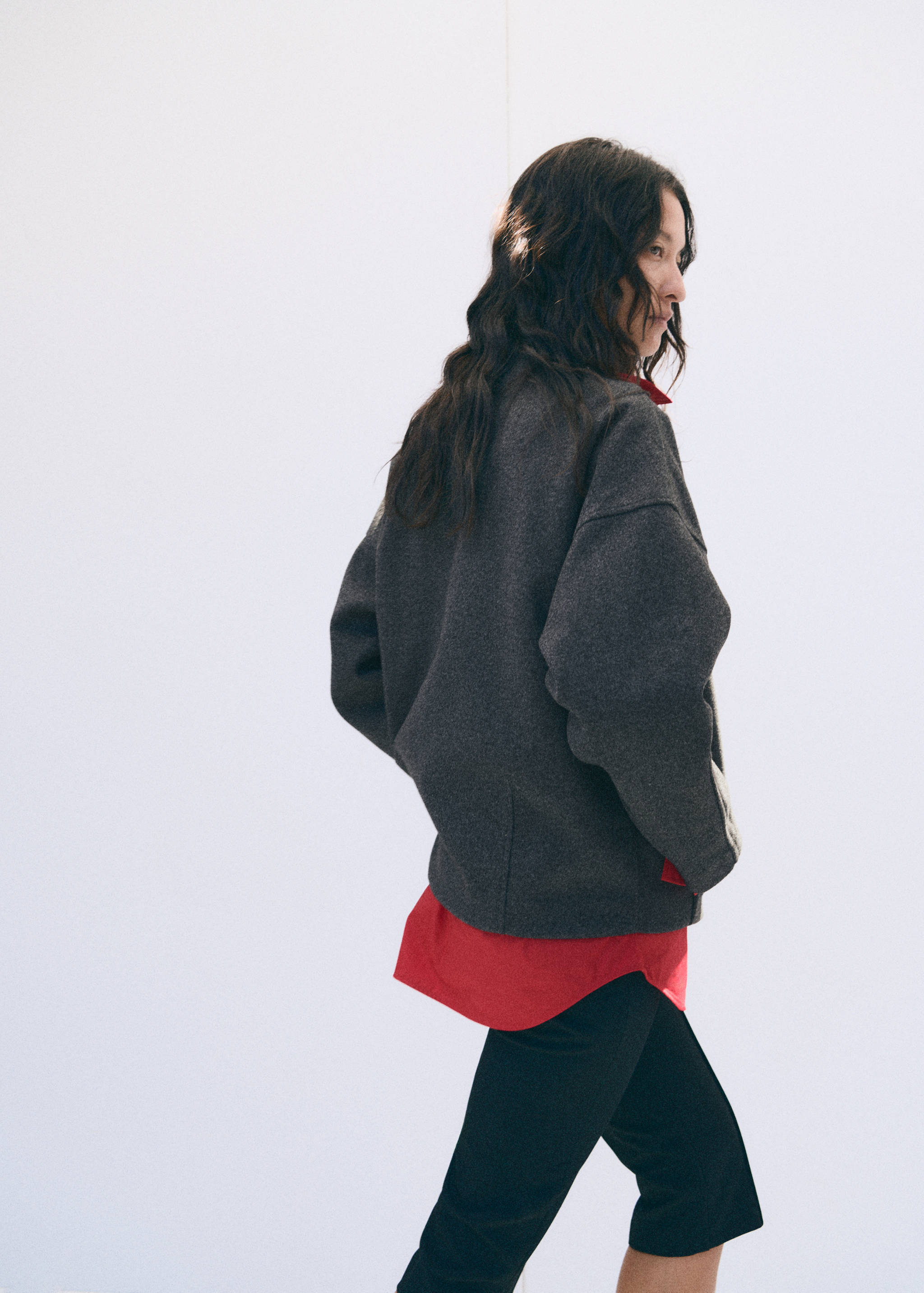 Textured jacket with a high neck - Reverse of the article