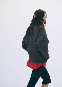 Textured jacket with a high neck — Grey 3