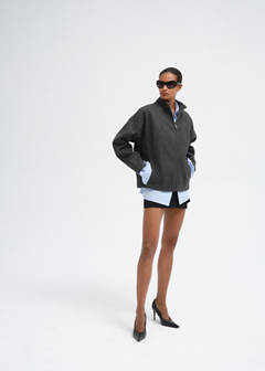 Textured jacket with a high neck — Grey 10