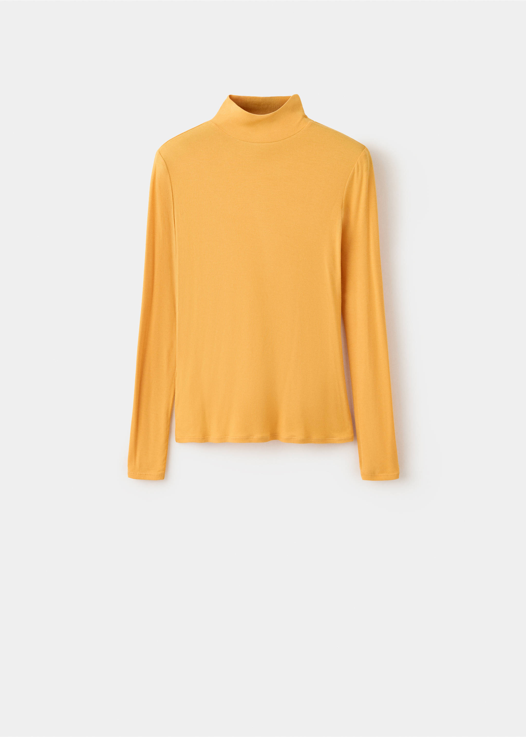 Yellow long-sleeved t-shirt with a high roll neckline., Mustard. Ref: 37077792-00.