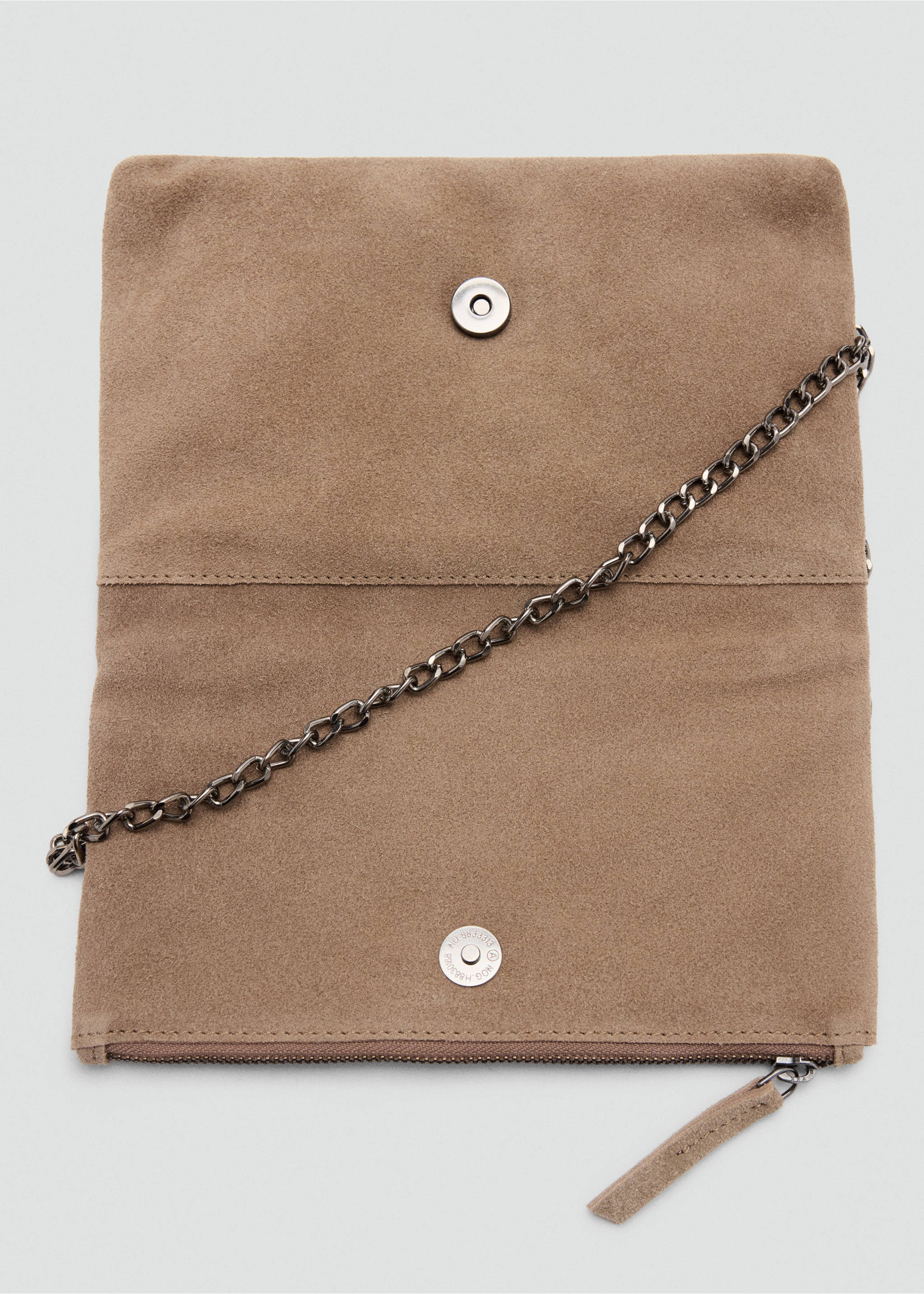 Suede leather bag with braided detail - Details of the article 2, Sand. Ref: 37077799-00.