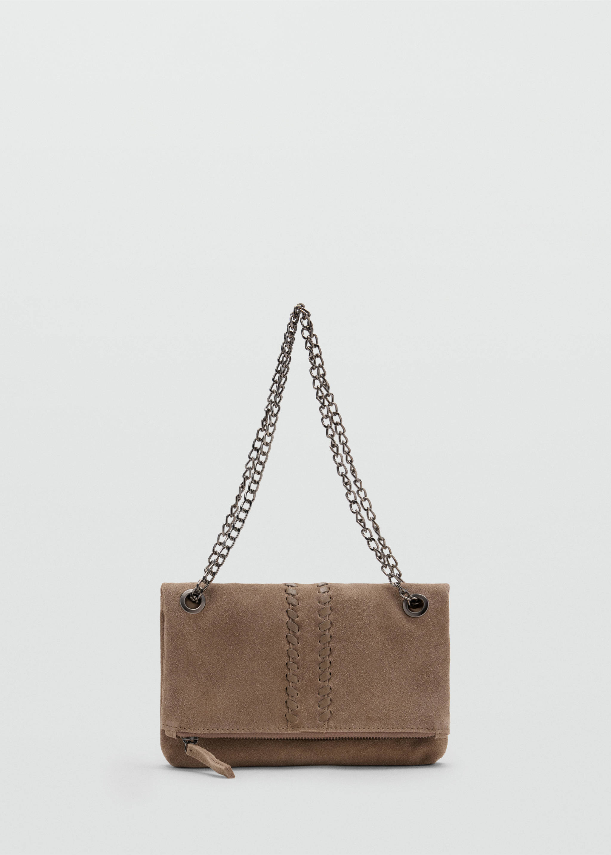 Suede leather bag with braided detail - Article without model, Sand. Ref: 37077799-00.