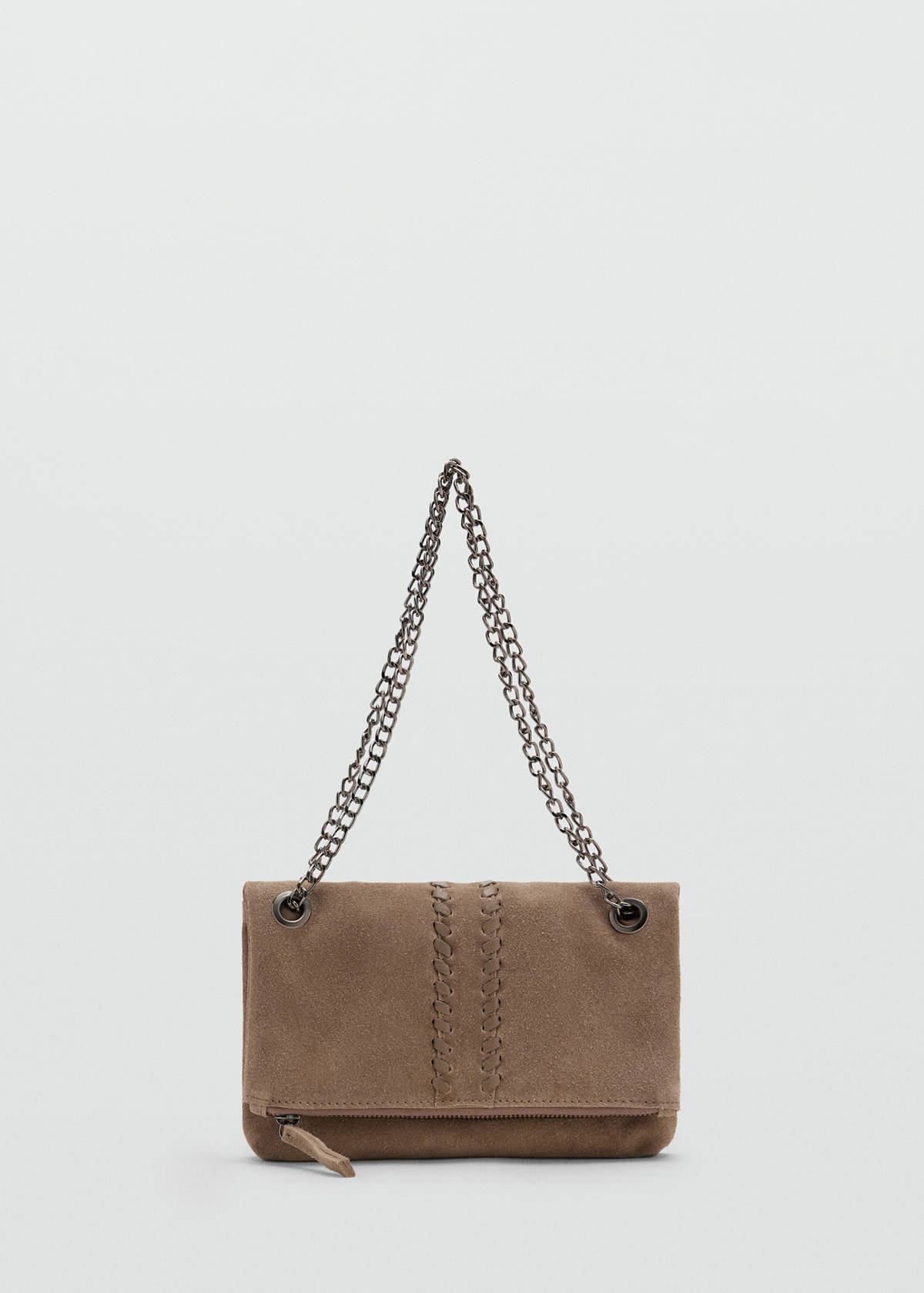 Leather bag with braided detail — Sand