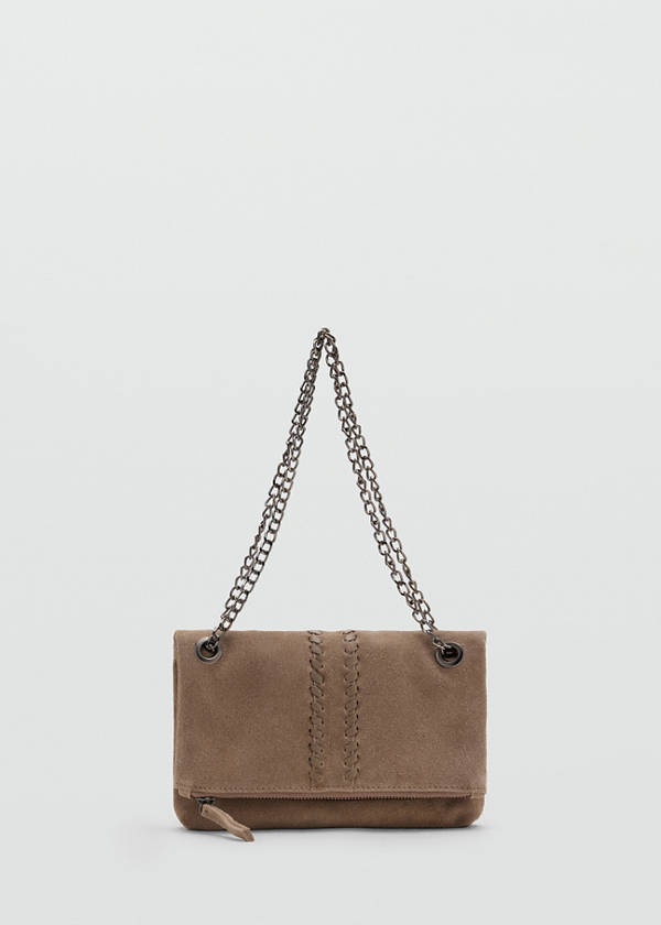 Leather bag with braided detail — Sand
