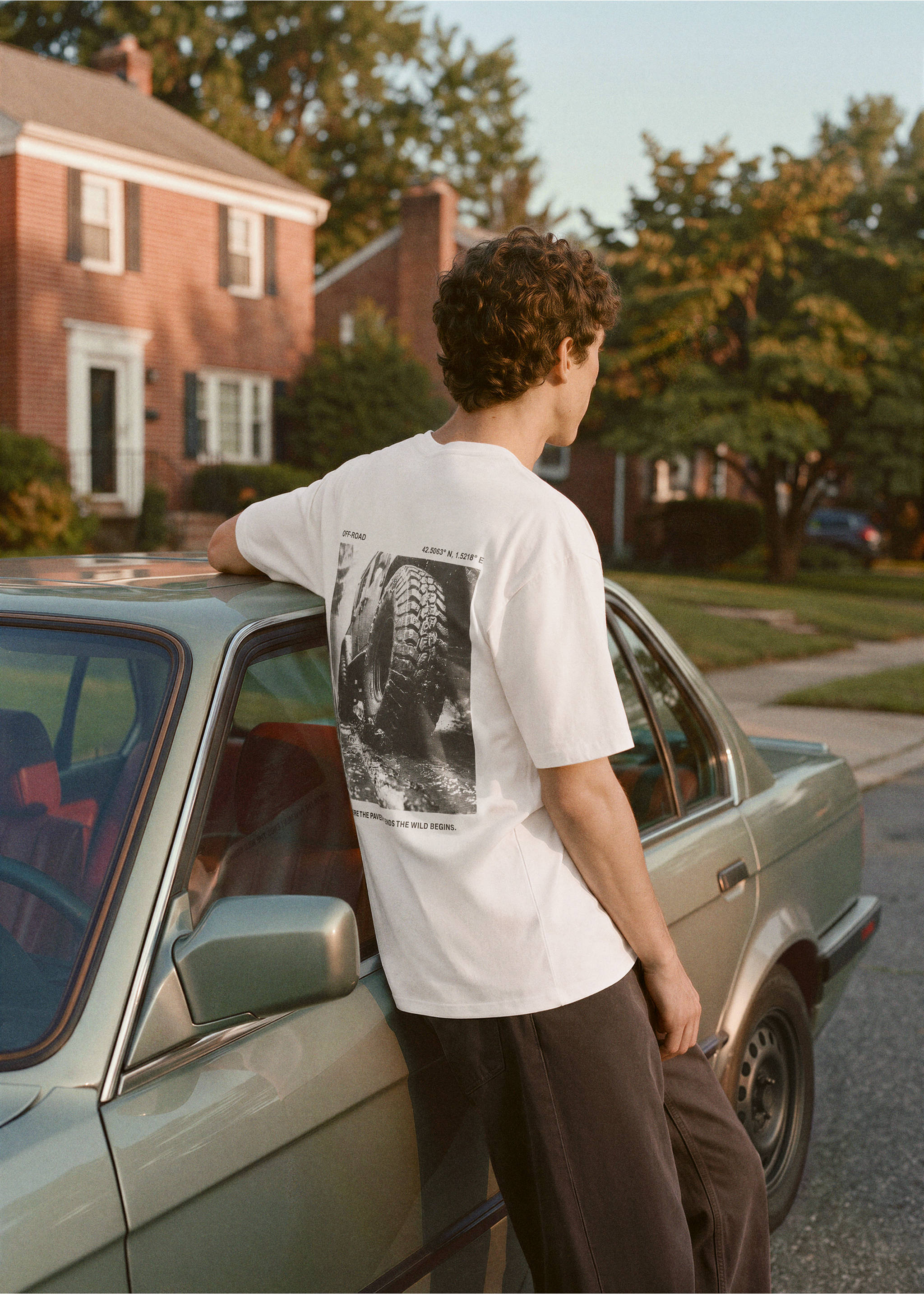 White t-shirt with a back graphic print, shown from the back., Off White. Ref: 37077803-00.