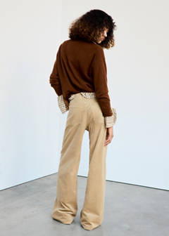 Wide leg corduroy trousers — Sand 3