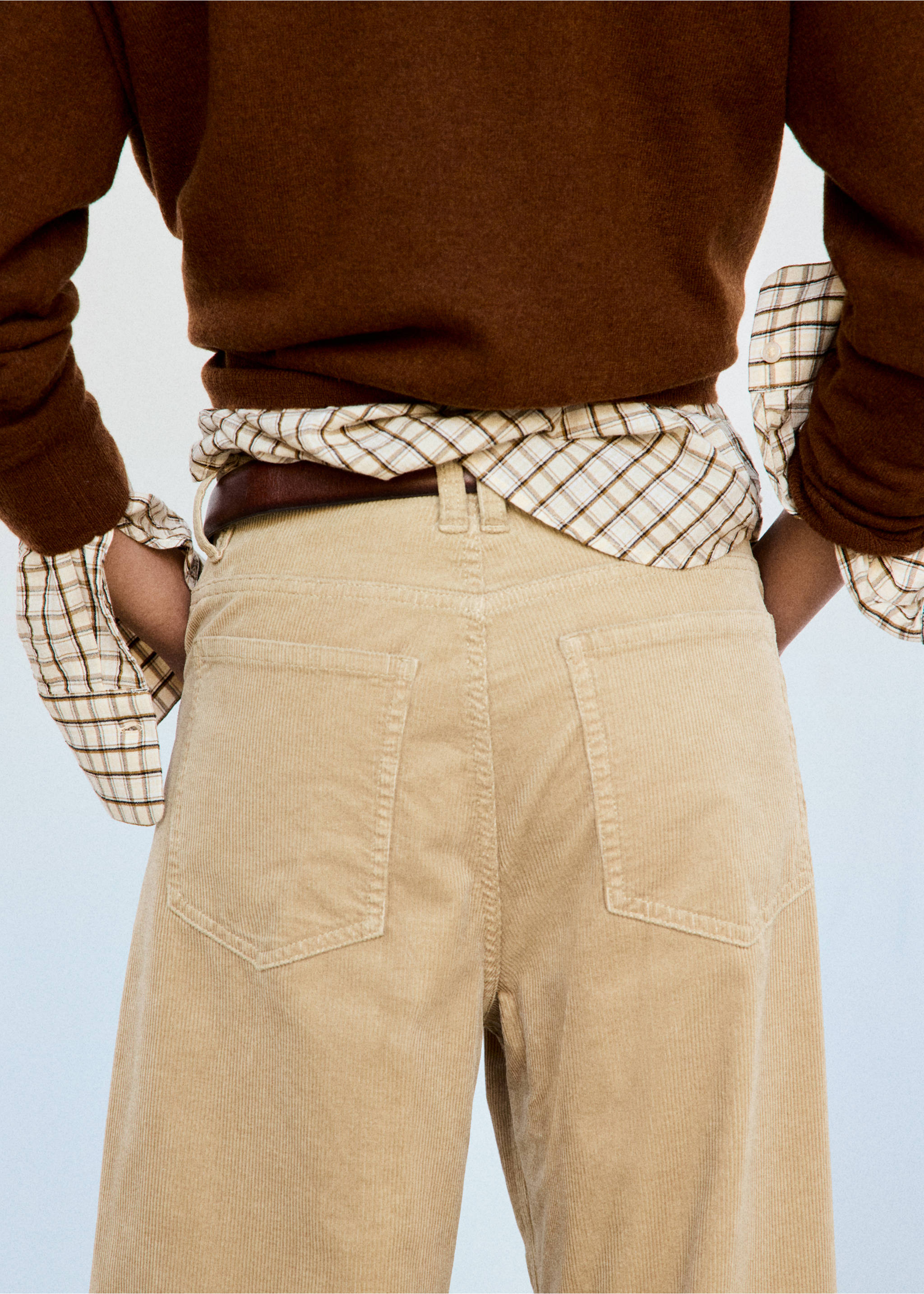 Wideleg corduroy broek - Detail van het artikel 3, Zand. Ref: 37077804-00.