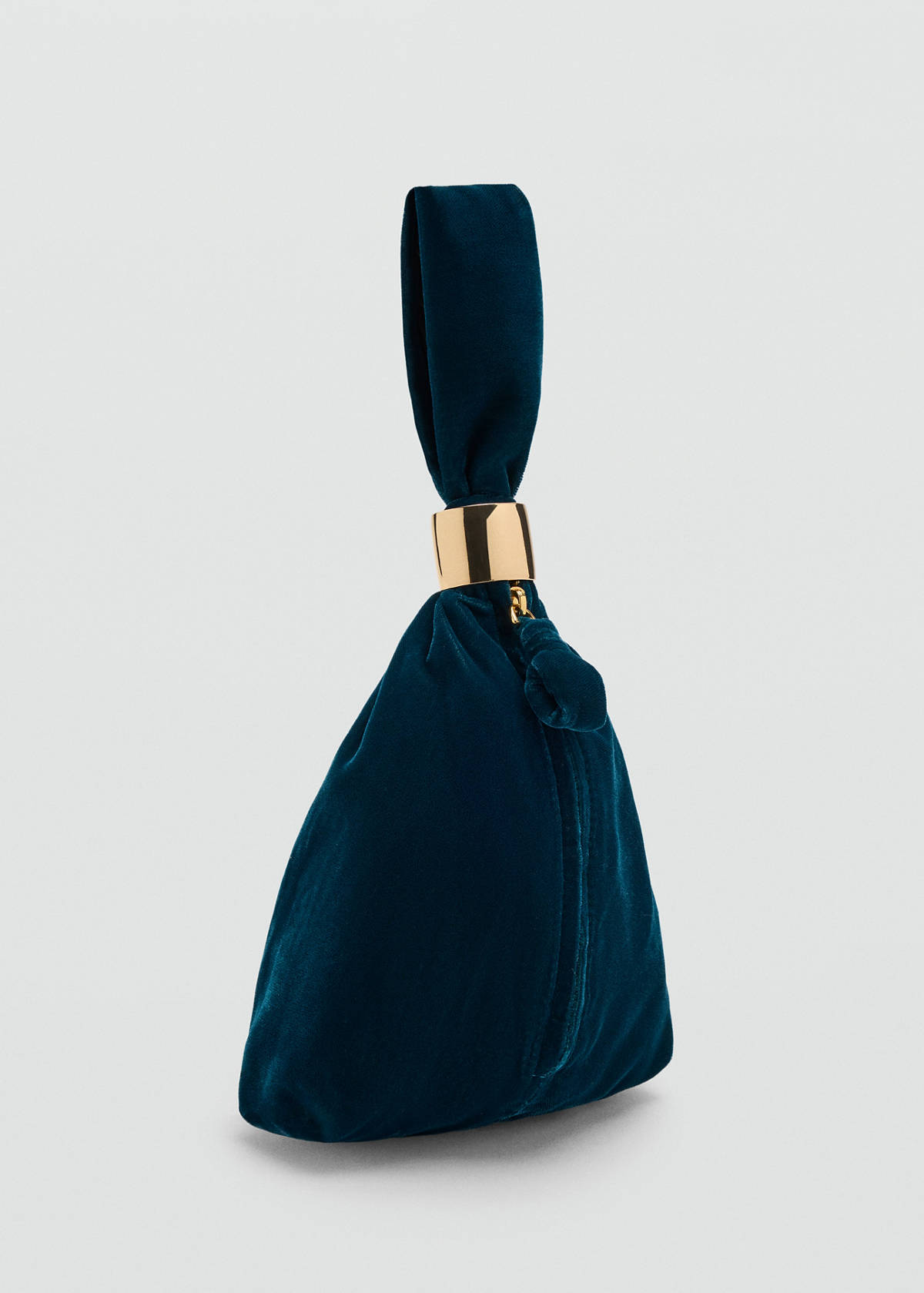 Velvet handbag with metallic detail — Prussian Blue