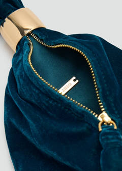 Velvet handbag with metallic detail — Prussian Blue 3