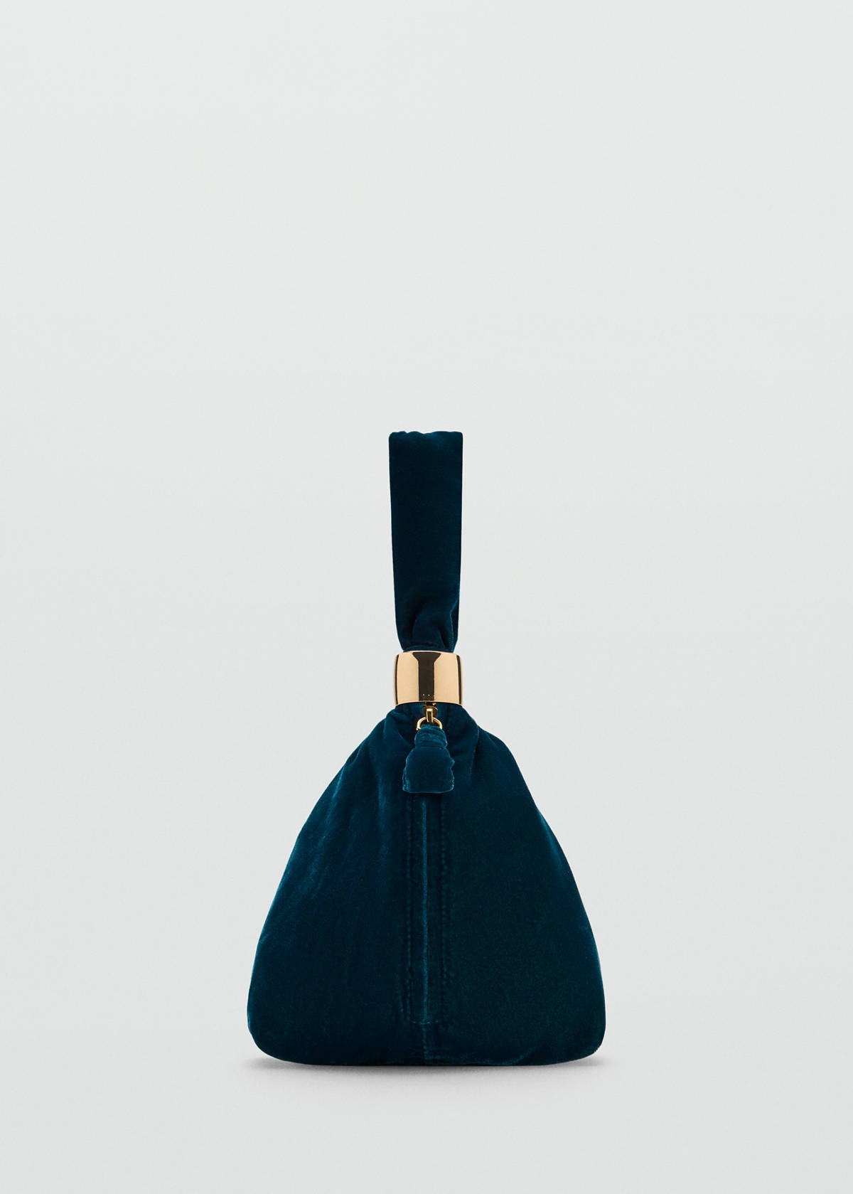 Velvet handbag with metallic detail — Prussian Blue