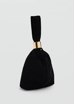 Velvet handbag with metallic detail — Black 1