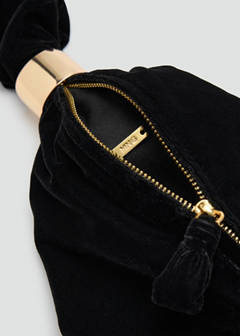 Velvet handbag with metallic detail — Black 4