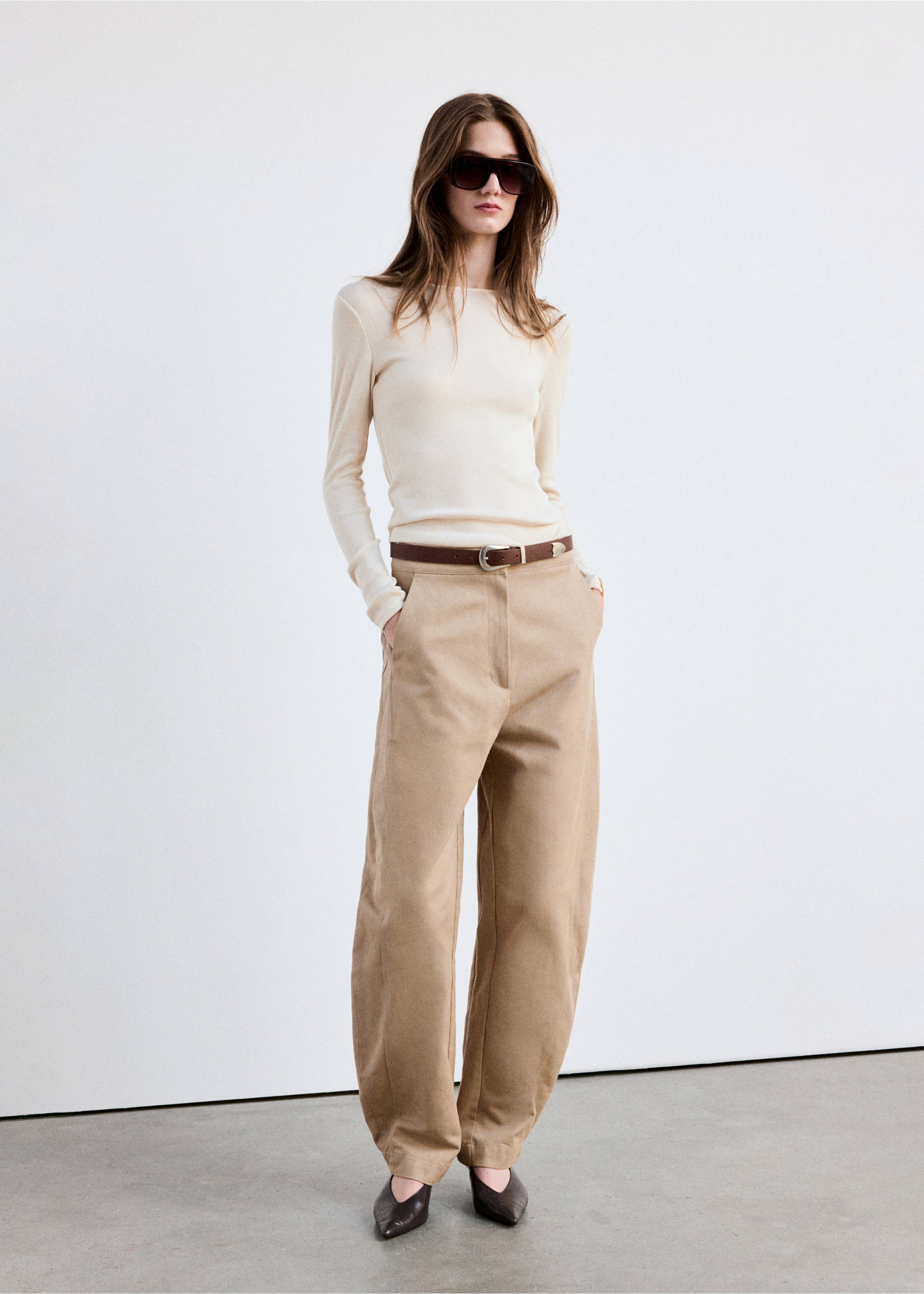 Plain fitted T-shirt - General plane, Ecru. Ref: 37077806-00.