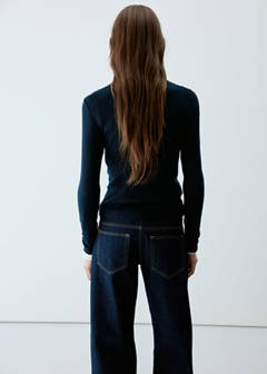 Fitted ribbed T-shirt — Navy 3
